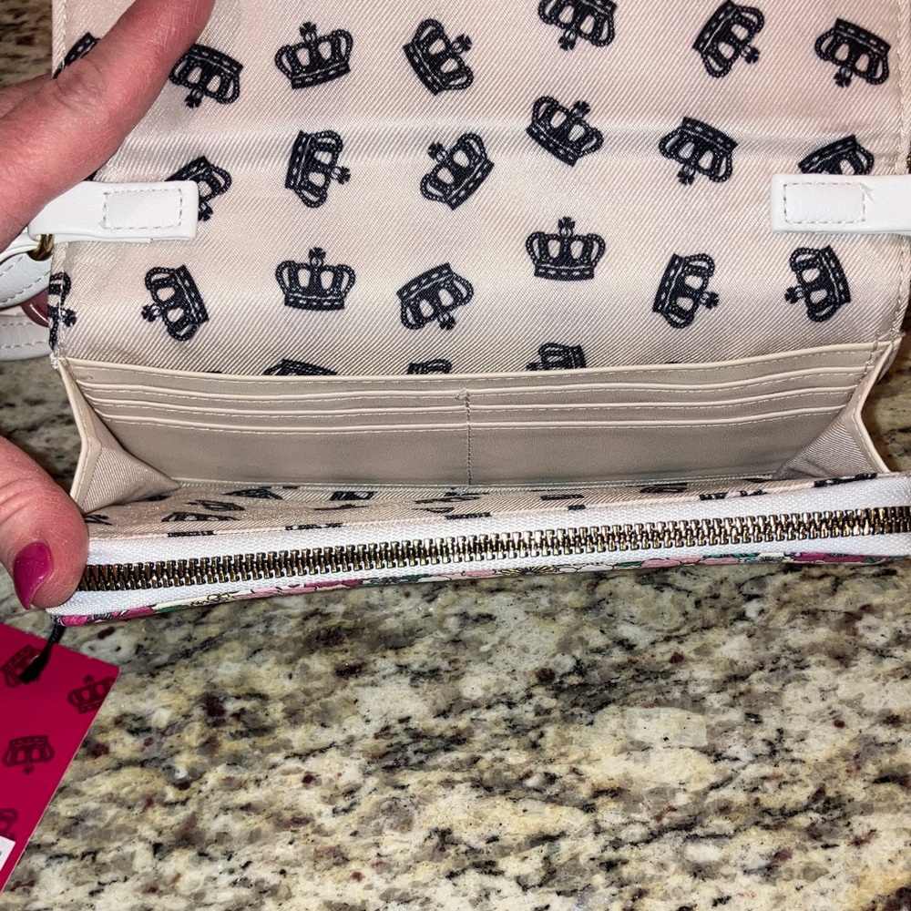 Juicy Couture Multicolor Floral Crossbody Wallet Purse Adjustable Strap New - Picture 8 of 14